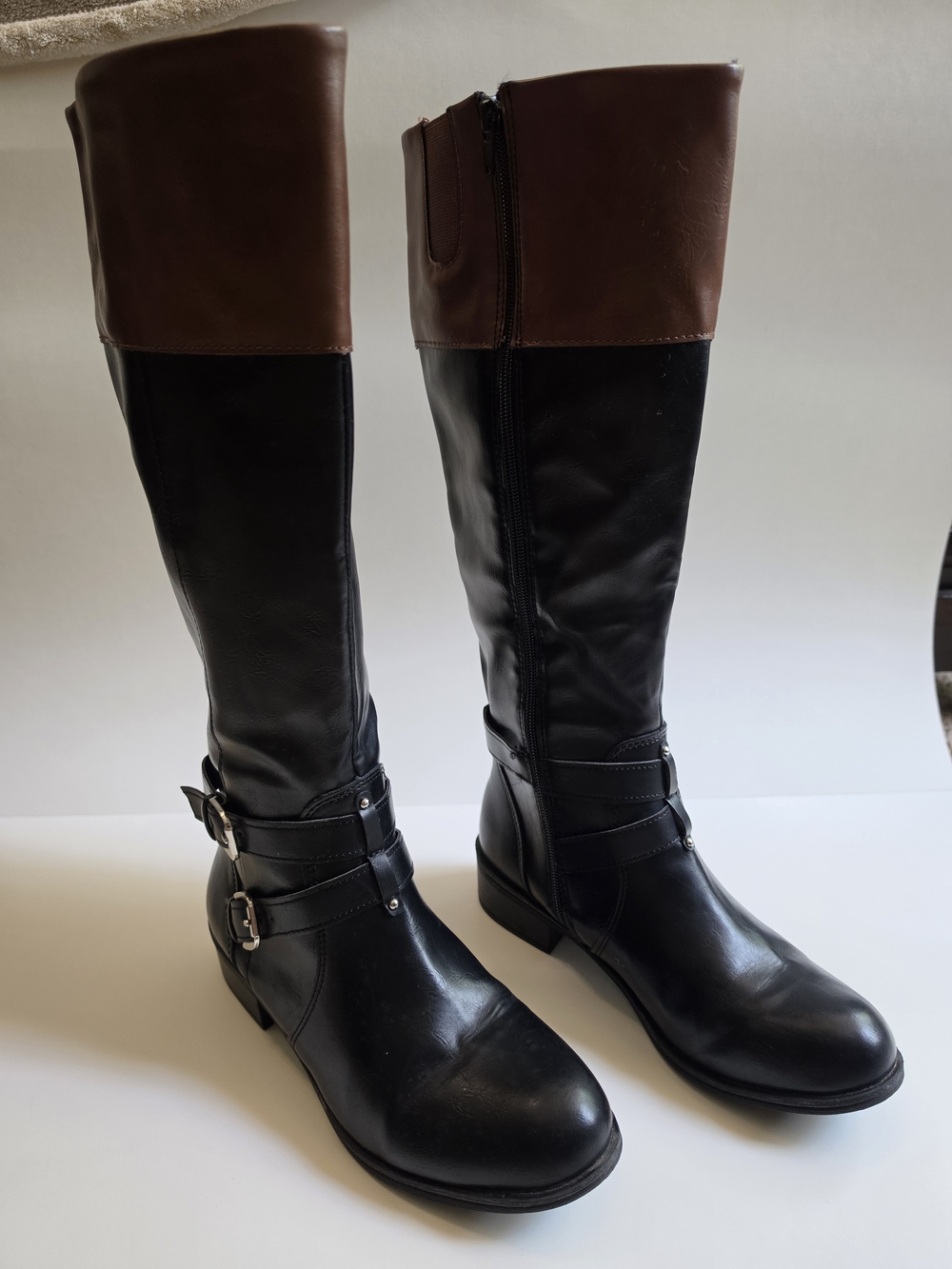 Arizona Jean Company Women's Black and Brown Over-the-Knee Riding Boots Size:8